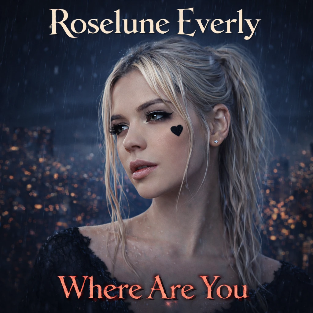 Το official cover artwork του Where Are You από τη Roselune Everly, ένα dark romantic hip-hop και cinematic slow beat release.