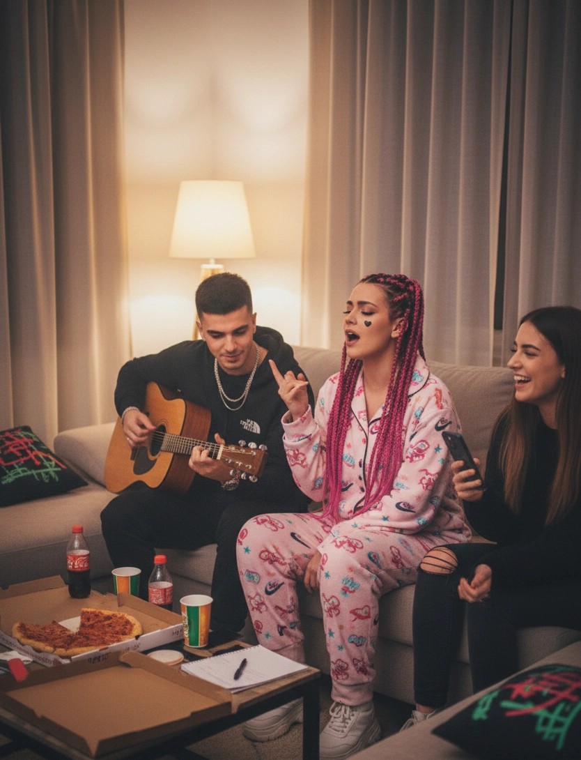 Roselune Everly singing at home