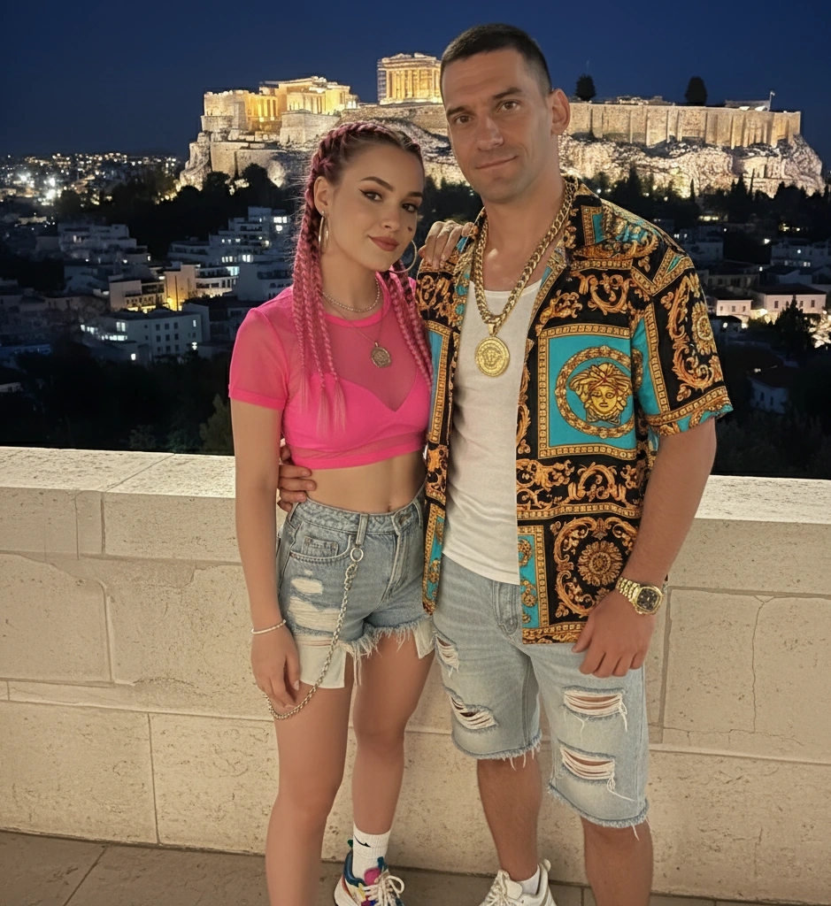 Roselune Everly with FoiVosX in Athens Acropolis View